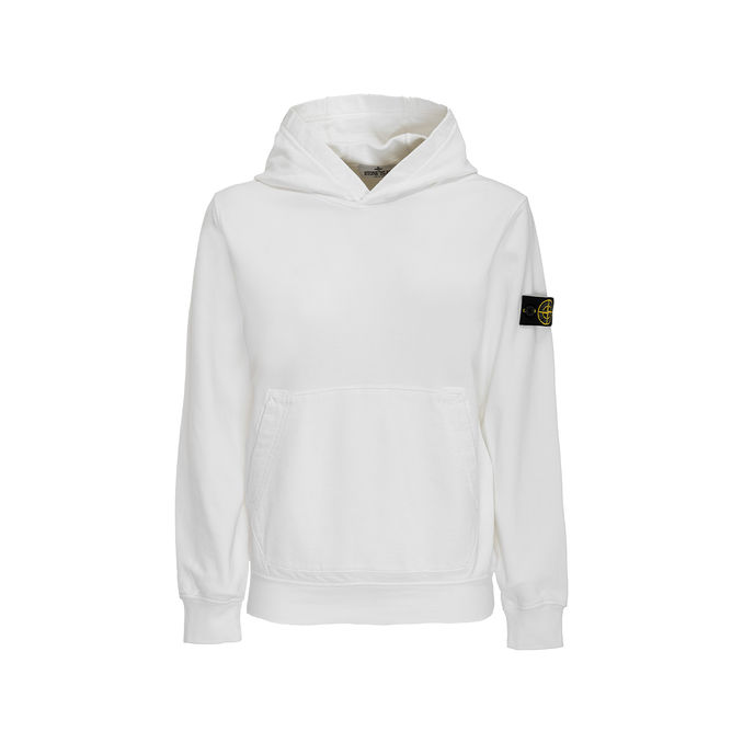 FELPA CON CAPPUCCIO E TASCA MARSUPIO Kids Bianco