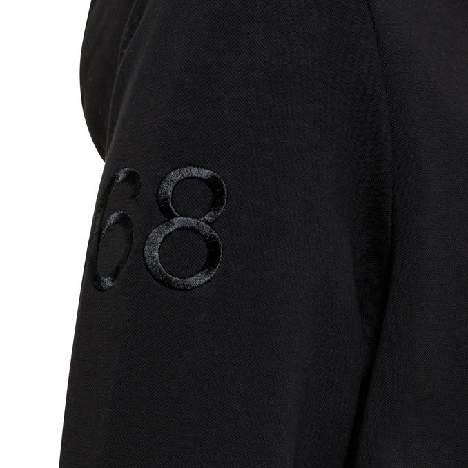 FELPA CON CAPPUCCIO E ZIP LOGO TONO SU TONO Uomo Nero