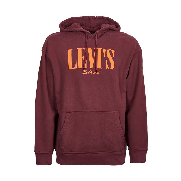 FELPA CON CAPPUCCIO RELAXED GRAPHIC SERIF LOGO Uomo Bordeaux Arancio