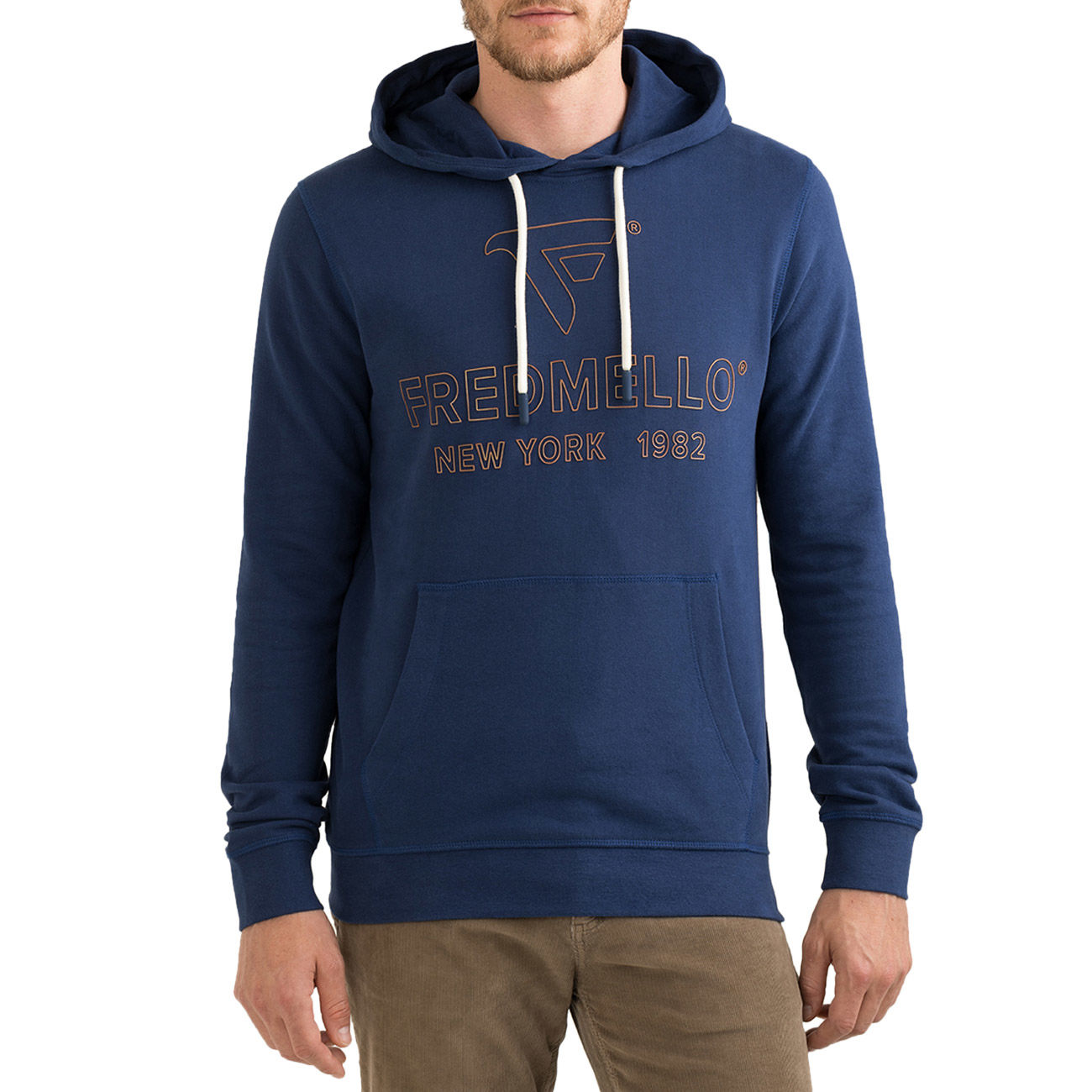 FRED MELLO FELPA CON CAPPUCCIO Uomo Bluette Mascheroni Store