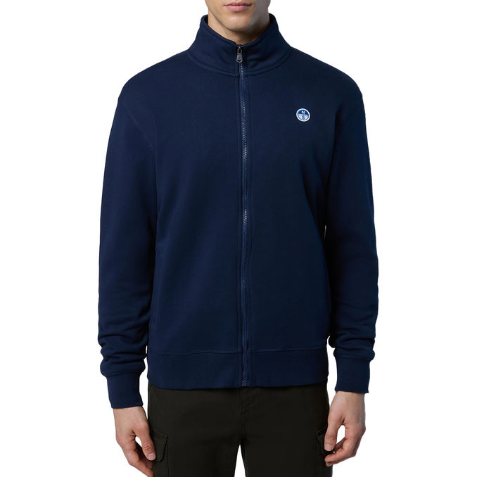 FELPA CON PATCH LOGO E ZIP Blu