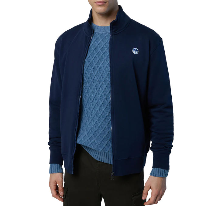 FELPA CON PATCH LOGO E ZIP Blu