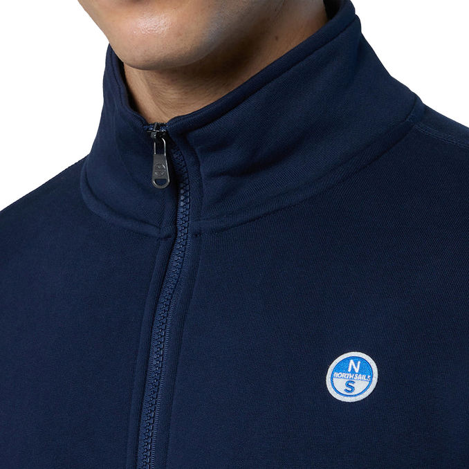 FELPA CON PATCH LOGO E ZIP Blu