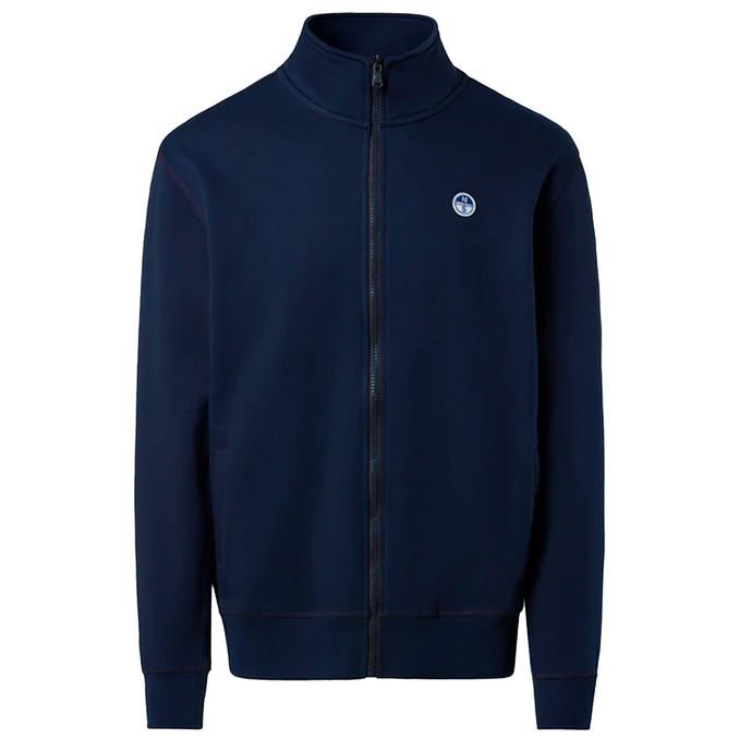 FELPA CON PATCH LOGO E ZIP Blu