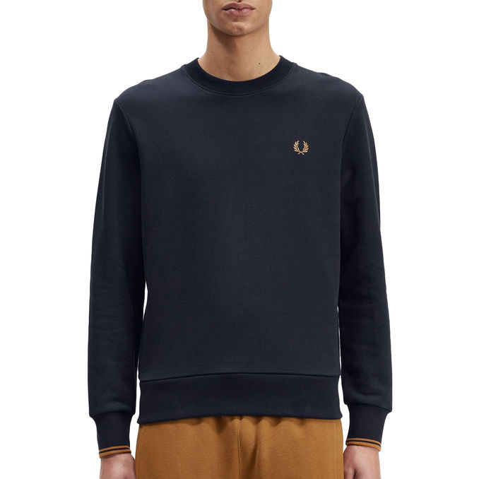 FELPA CREW NECK Uomo Navy Caramello
