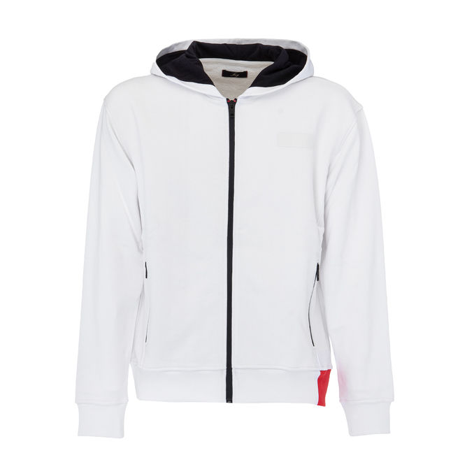 FELPA FULL ZIP CON CAPPUCCIO Uomo Bianco