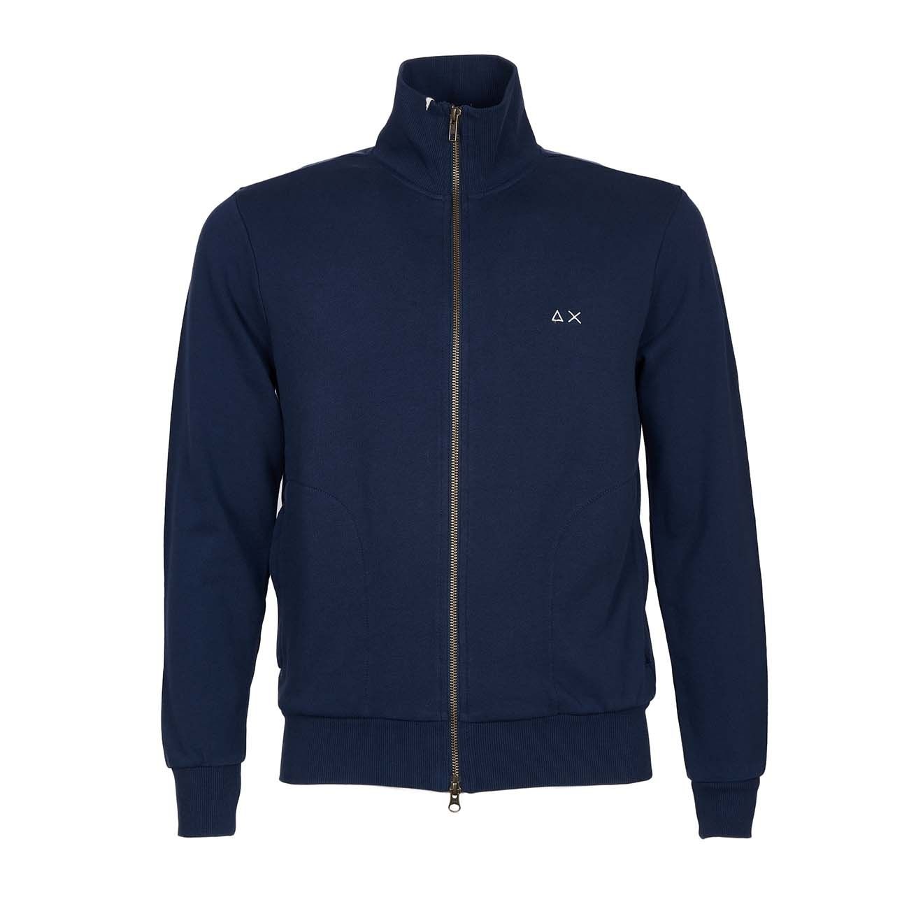 Sun68 Felpa Full Zip In Cotone Uomo Navy Mascheroni Sportswear