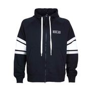 FELPA FULLZIP CON CAPPUCCIO E BANDE SULLE MANICHE Uomo Black White FELPA FULLZIP CON CAPPUCCIO E BANDE SULLE MANICHE Uomo Black White