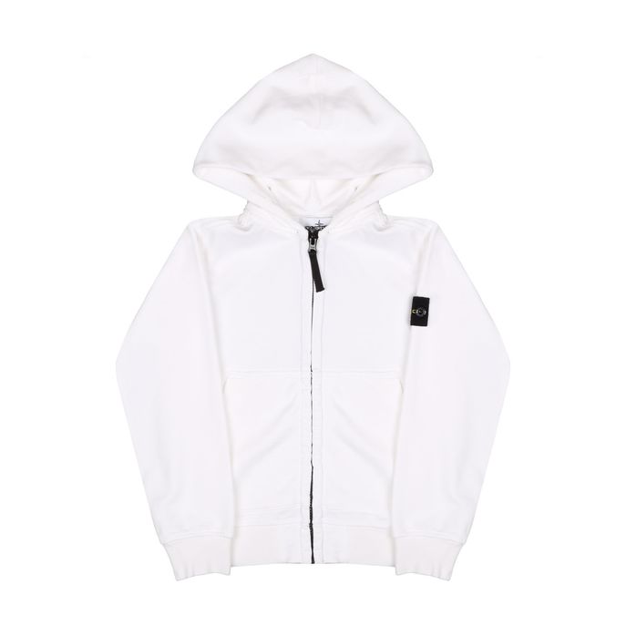FELPA FULLZIP CON CAPPUCCIO E PATCH Kids Bianco