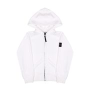 FELPA FULLZIP CON CAPPUCCIO E PATCH SUL BRACCIO Bambino Bianco FELPA FULLZIP CON CAPPUCCIO E PATCH SUL BRACCIO Bambino Bianco
