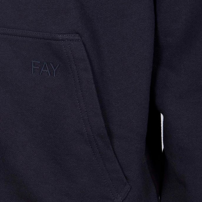FELPA FULLZIP CON CAPPUCCIO IN COTONE GARZATO Uomo Navy