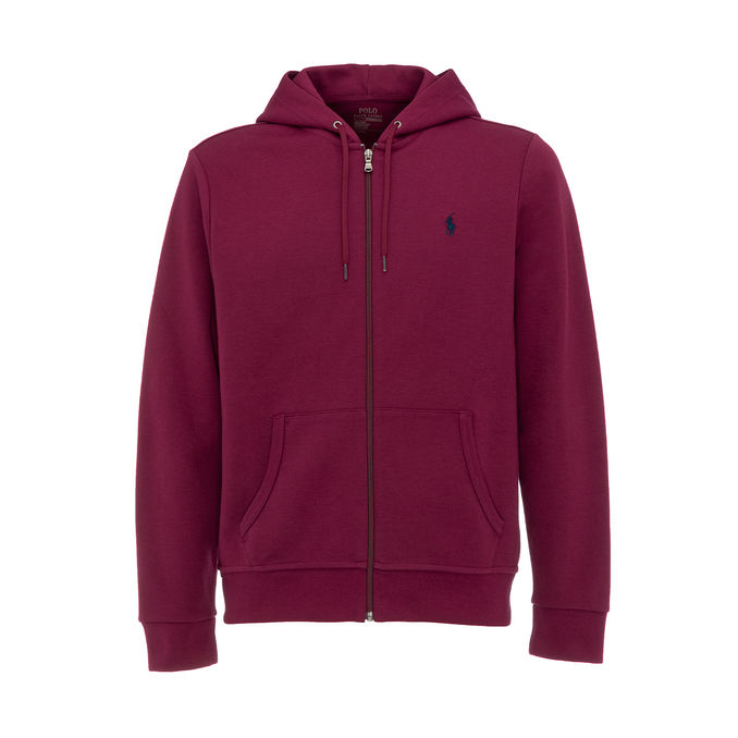 FELPA FULLZIP CON CAPPUCCIO IN COTONE TECNICO Uomo Bordeaux Red