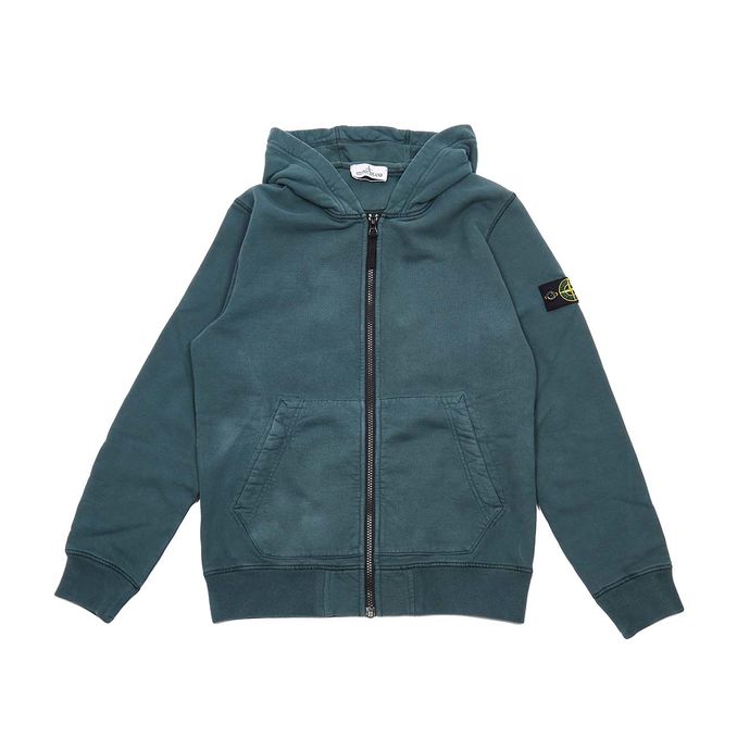 FELPA FULLZIP CON CAPPUCCIO Kids Petrol Verde