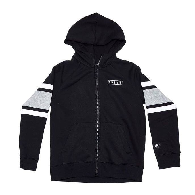 FELPA FULLZIP CON STRIPES CAPPUCCIO E LOGO RICAMATO Bambino Nero Grigio Bianco
