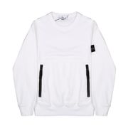 FELPA GIROCOLLO CON TASCA A MARSUPIO ZIP Bambino Bianco FELPA GIROCOLLO CON TASCA A MARSUPIO ZIP Bambino Bianco