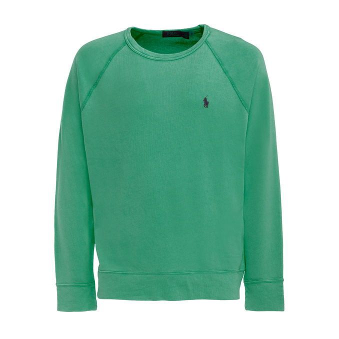 FELPA GIROCOLLO IN COTONE GARZATO Uomo Green