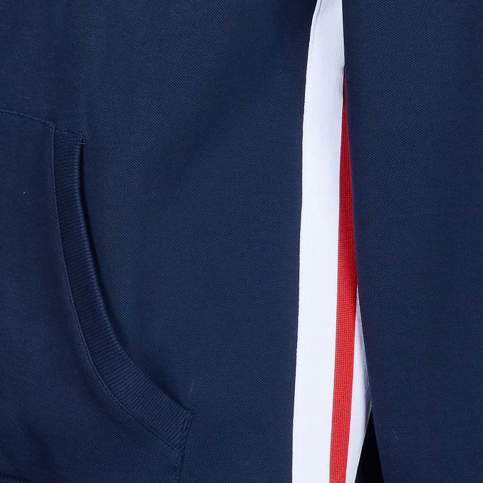 FELPA HERITAGE CON CAPPUCCIO E BANDE LATERALI Uomo Blu