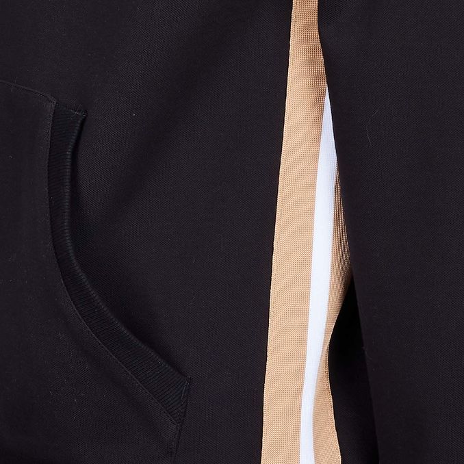 FELPA HERITAGE CON CAPPUCCIO E BANDE LATERALI Uomo Nero