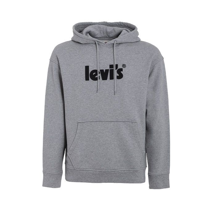 FELPA RELAXED GRAPHIC POSTER CON CAPPUCCIO Uomo Grigio