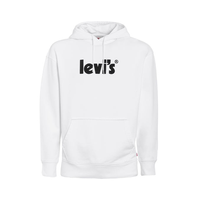 FELPA RELAXED GRAPHIC POSTER CON CAPPUCCIO Uomo White