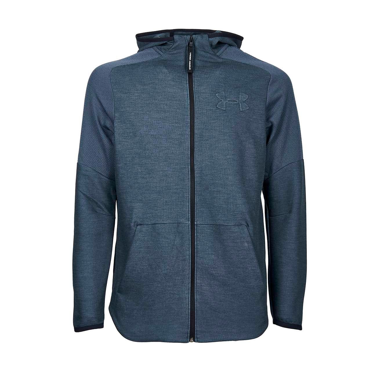 UNDER ARMOUR FELPA TECNICA CON CAPPUCCIO FULLZIP E TASCHE Uomo Gray