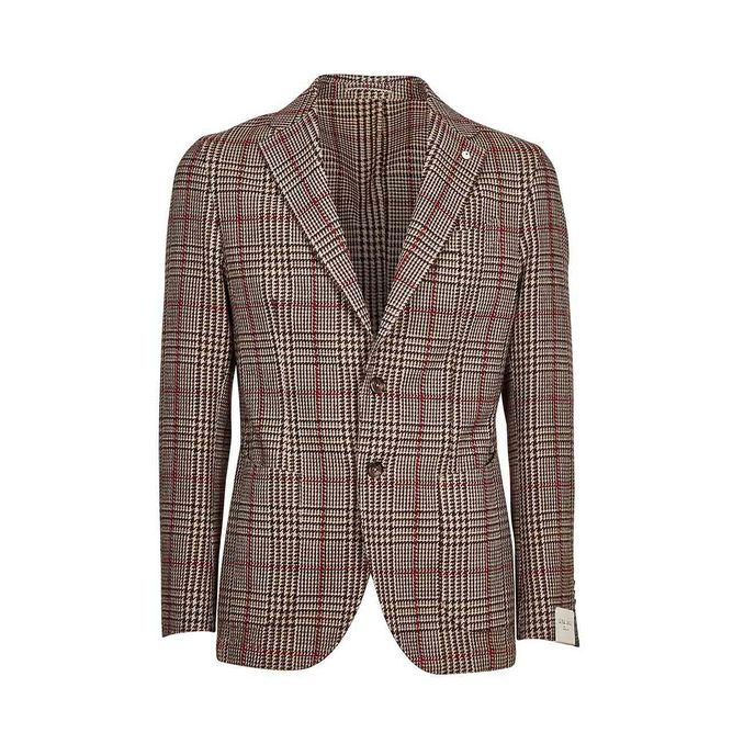 GIACCA A CHECK IN LANA Uomo Marrone Beige Rosso