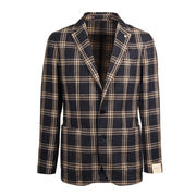 GIACCA CHECK Uomo Blu Beige Scozzese GIACCA CHECK Uomo Blu Beige Scozzese