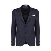 GIACCA CLASSICA GESSATA EFFETTO LAME' CON DUE BOTTONI Uomo Blu GIACCA CLASSICA GESSATA EFFETTO LAME' CON DUE BOTTONI Uomo Blu