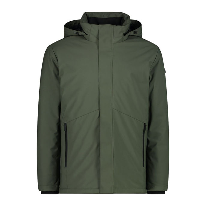 GIACCA IMBOTTITA IMPERMEABILE IN SOFTSHELL Uomo Oil Green