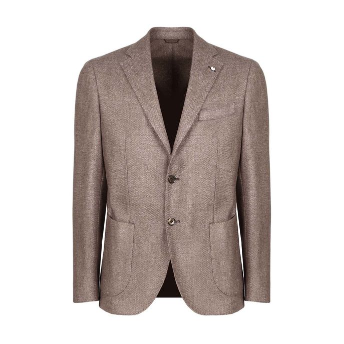 GIACCA IN LANA MICROFANTASIA Uomo Marrone Bianco