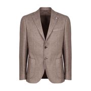 GIACCA IN LANA MICROFANTASIA Uomo Marrone Bianco GIACCA IN LANA MICROFANTASIA Uomo Marrone Bianco