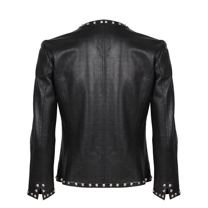 GIACCA IN PELLE TRAFORATA E BORCHIE Donna Nero