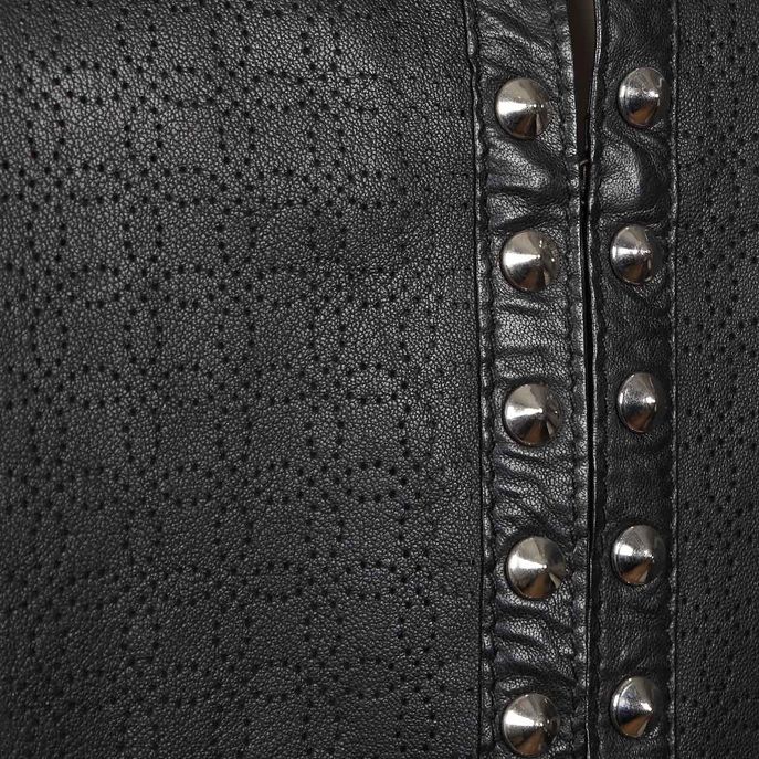 GIACCA IN PELLE TRAFORATA E BORCHIE Donna Nero