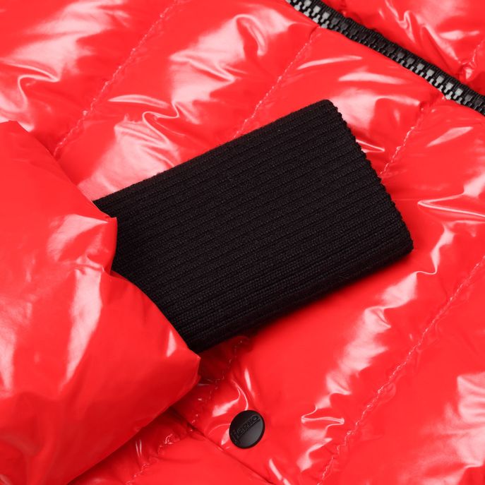 GIACCA LAQUE' KIDS CON CAPPUCCIO REMOVIBILE E POLSINI IN LANA Bambina Rosso Nero