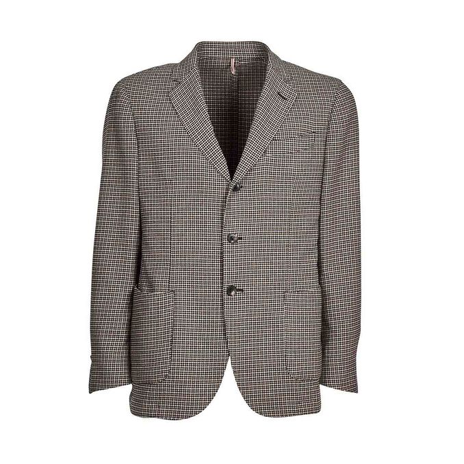 GIACCA PIED DE POULE A 2 BOTTONI Uomo Sabbia Nero