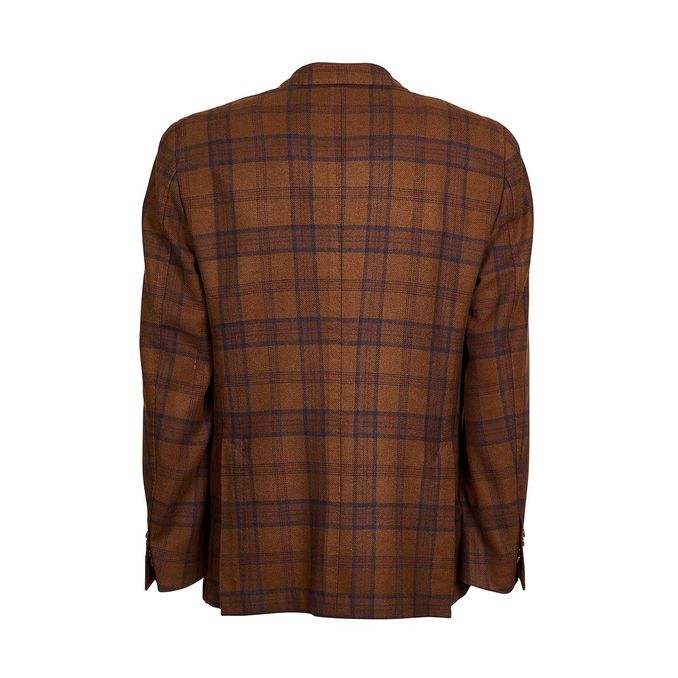 GIACCA SCOZZESE TARTAN A 2 BOTTONI Uomo Cammello Blu