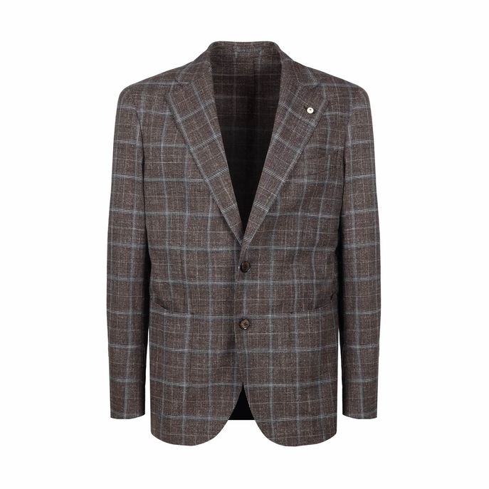 GIACCA SLIM PRINCIPE DI GALLES CON TASCHE A TOPPA