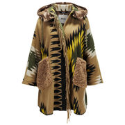 GIACCONE CON FRANGE Donna Beige Verdone Giallo GIACCONE CON FRANGE Donna Beige Verdone Giallo