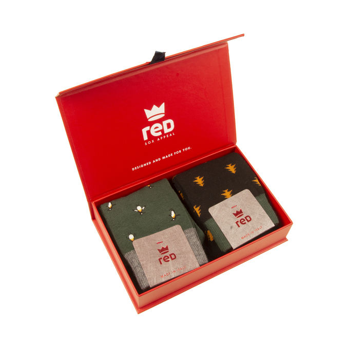 GIFT BOX BIPACK PIED DE POULE E INTRECCIO Uomo Verde Nero