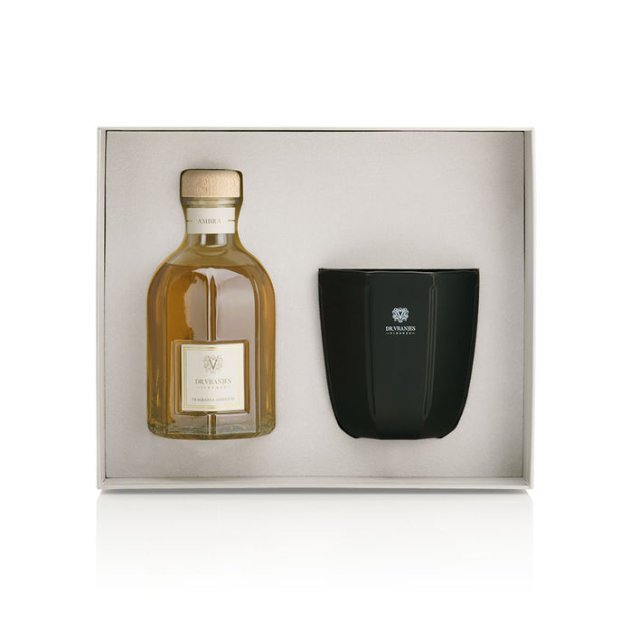 GIFT BOX FRAGRANZA AMBRA 500ML CON CANDELA