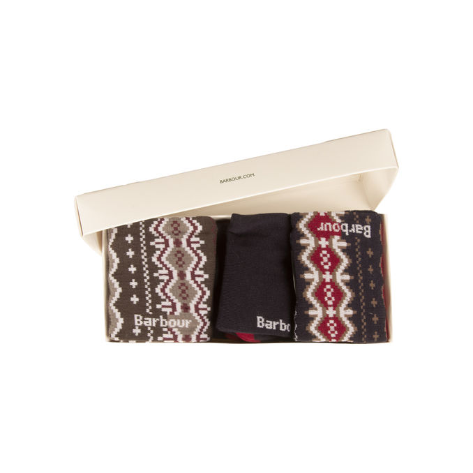 GIFT SET FAIRISLE BOX CALZE Uomo Cranberry Black Slate Mix