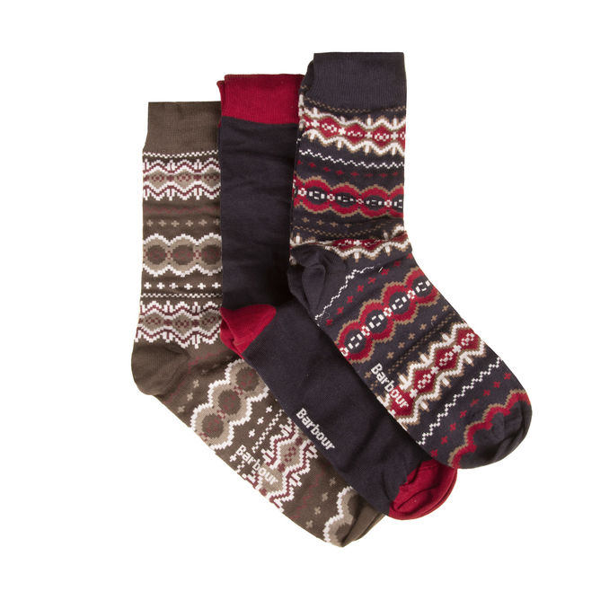 GIFT SET FAIRISLE BOX CALZE Uomo Cranberry Black Slate Mix