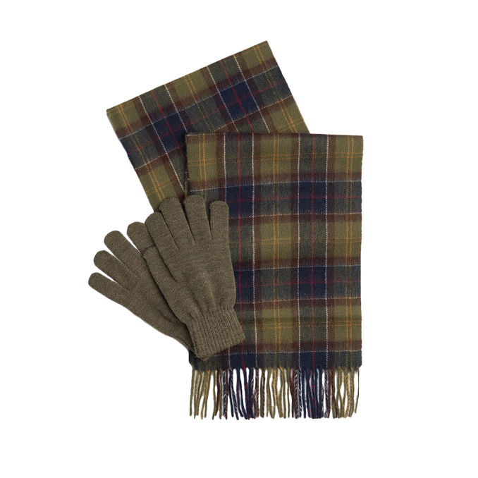 GIFT SET TARTAN SCIARPA E GUANTI Uomo Classic Olive