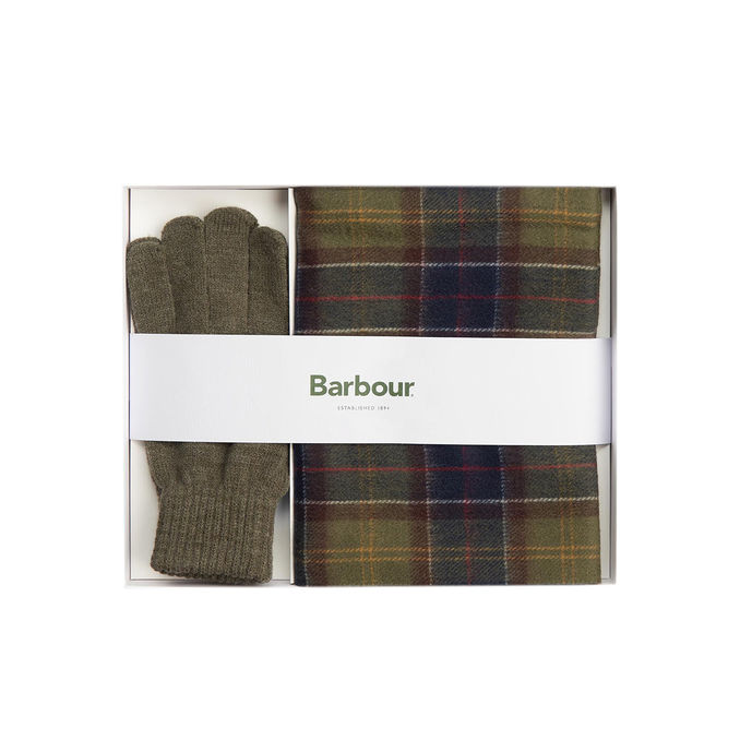 GIFT SET TARTAN SCIARPA E GUANTI Uomo Classic Olive