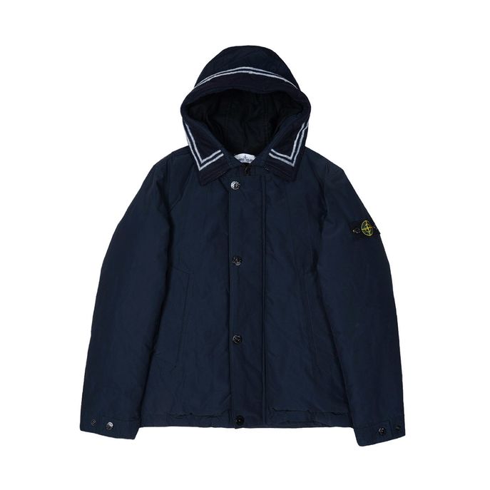 GIUBBINO CON CAPPUCCIO FISSO E PROFILI A CONTRASTO Kids Navy