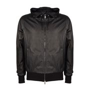 GIUBBINO IN PELLE CON CAPPUCCIO Uomo Nero GIUBBINO IN PELLE CON CAPPUCCIO Uomo Nero