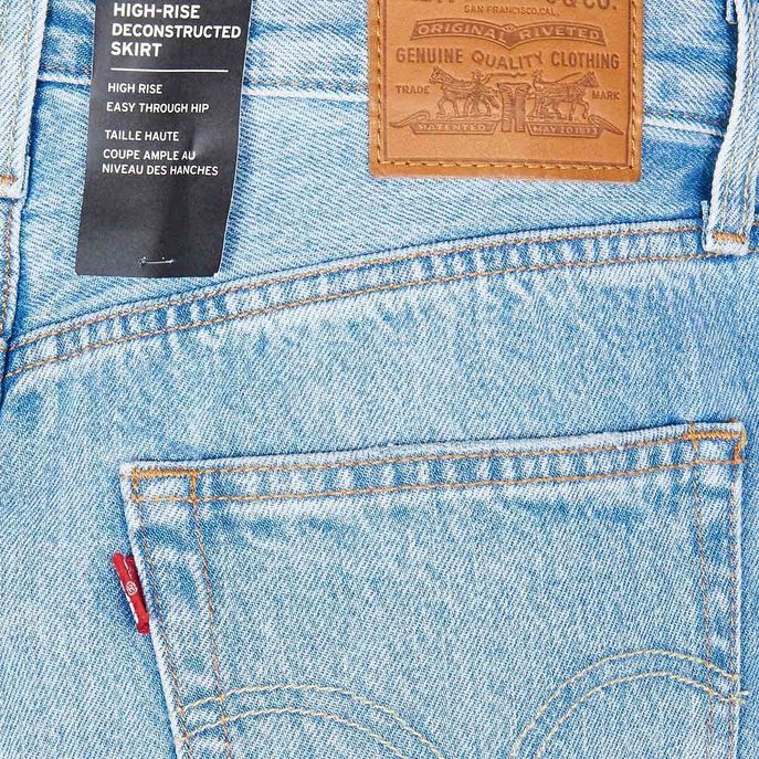 GONNA DI JEANS SFRANGIATA A VITA ALTA Donna Denim chiaro