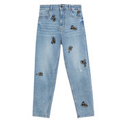 JEANS BOYFRIEND CON RICAMI Donna Denim Blue Funny JEANS BOYFRIEND CON RICAMI Donna Denim Blue Funny