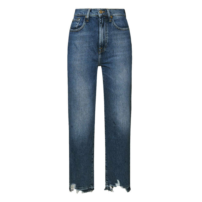 7 FOR ALL MANKIND JEANS LOGAN CON FONDO SFRANGIATO Donna Mid Blue ...