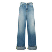 JEANS PALAZZO CON RISVOLTO Donna Medium Blue JEANS PALAZZO CON RISVOLTO Donna Medium Blue